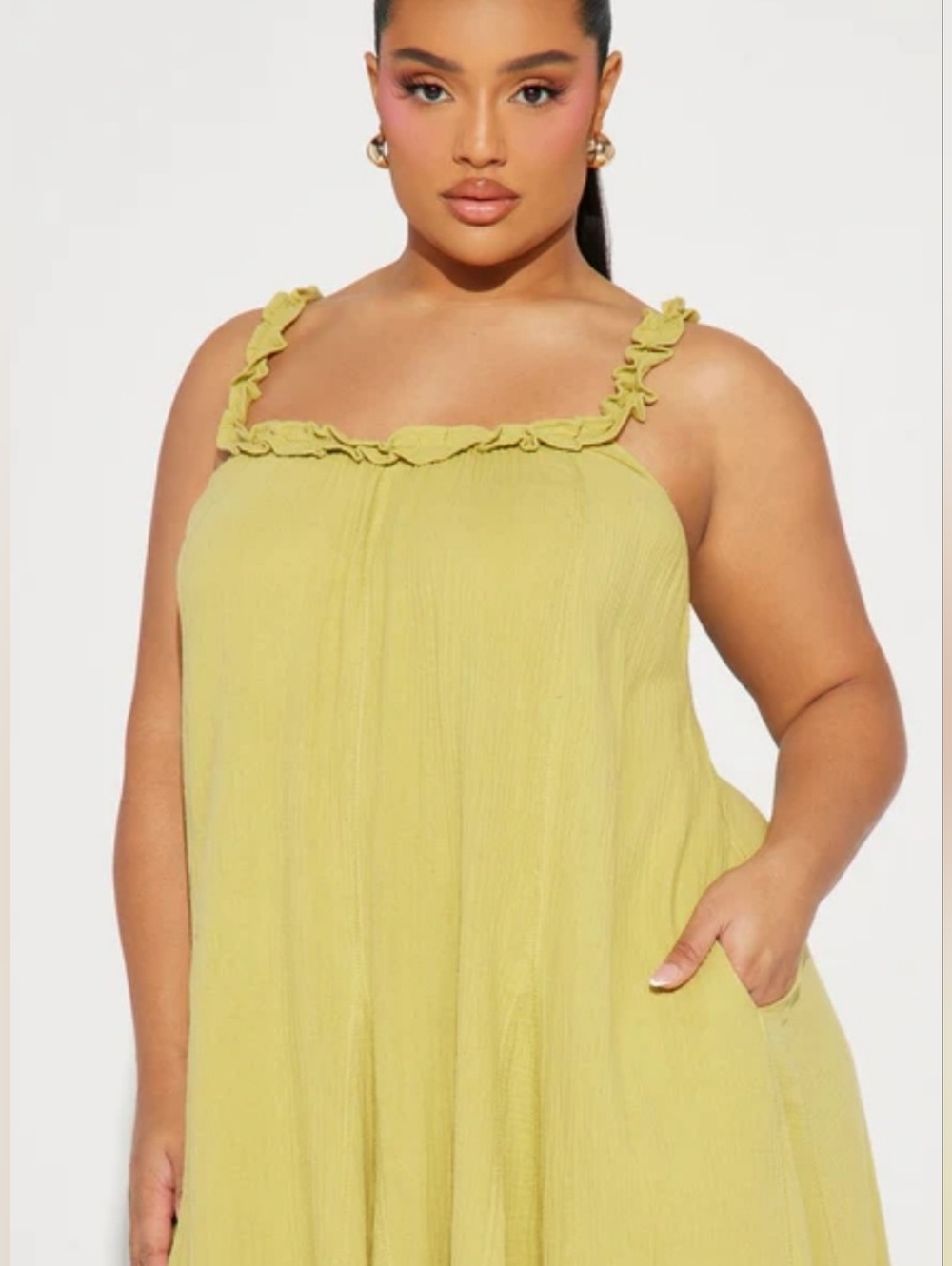 Fashion Nova Lemon Green Textured Sundress Size 2X
